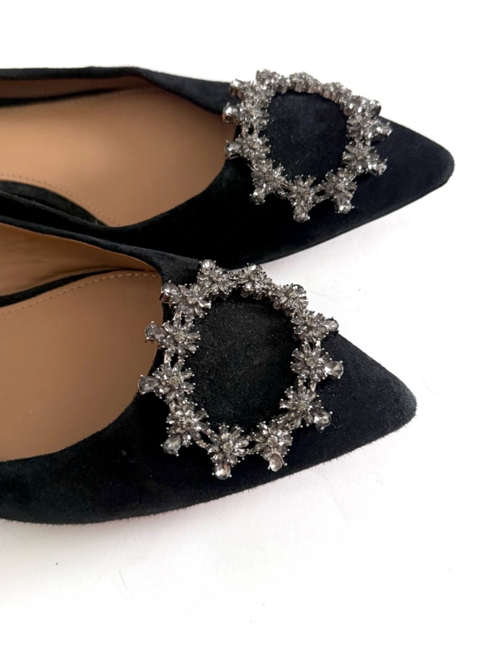 Tory Burch Black Pointed Toe Flats with Crystal Embellishment - Picture 9 of 14